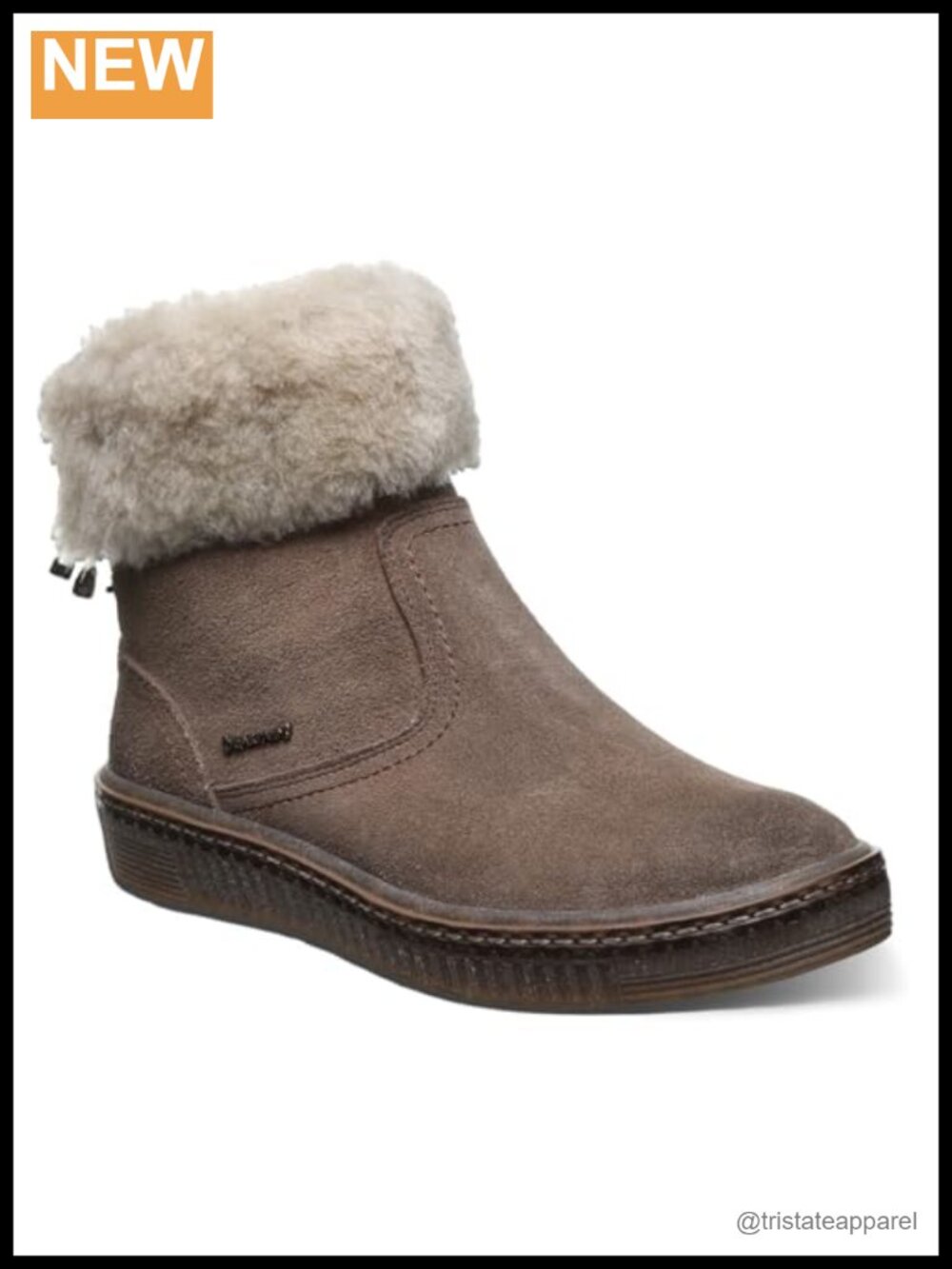 Women's Suede Mid-Calf Winter Boots with Faux Fur Collar, Size 10